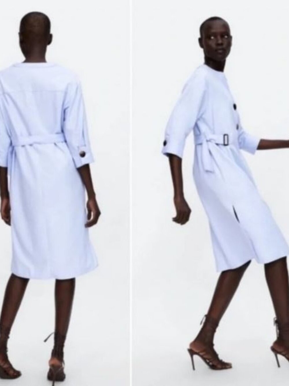 Zara Cotton Blend Blue Dress